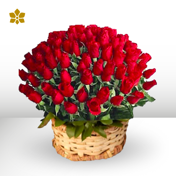 Canasta de 100 Rosas Rojas